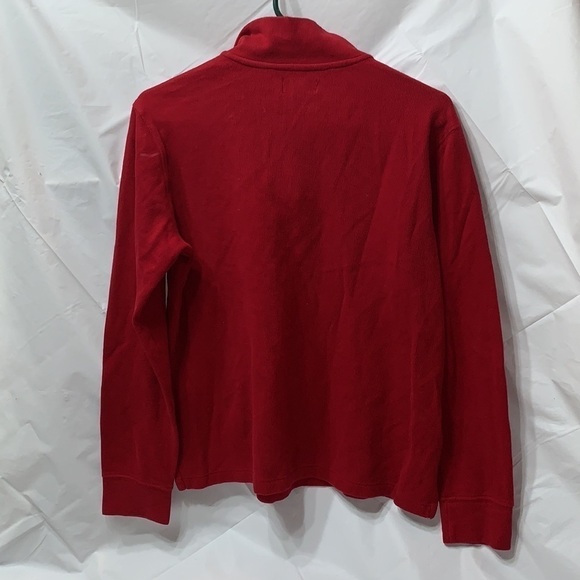 CHAPS Red Quarter Zip Collared Long Sleeved Cotton Sweater Size L - Picture 4 of 4